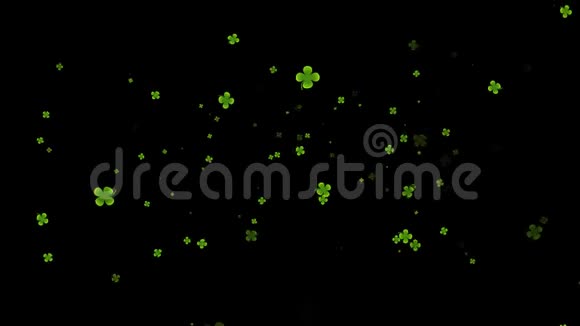 圣帕特里克节的背景绿色4叶草视频的预览图