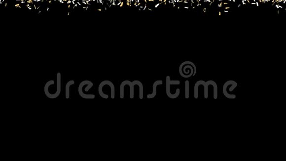 金色和银色闪亮的纸屑落在黑色的背景上视频的预览图