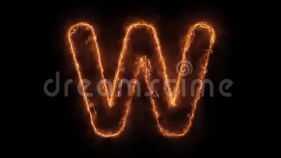 字母w字热动画燃烧现实火火火焰循环视频的预览图