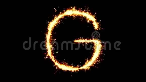 字母表G文字闪烁火花火花烟花循环动画视频的预览图