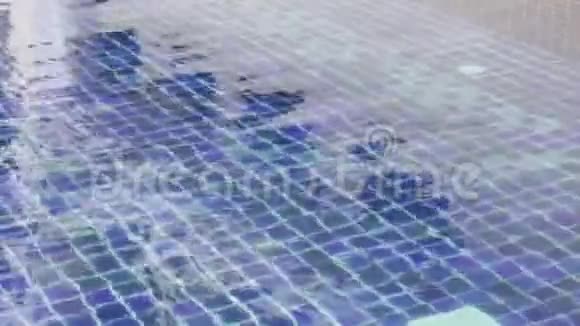 蓝色游泳池马赛克瓷砖地面视频的预览图