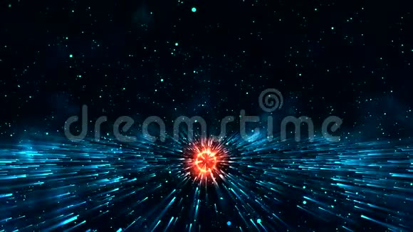 一颗恒星围绕有一颗恒星周围是旋转的光粒子视频的预览图