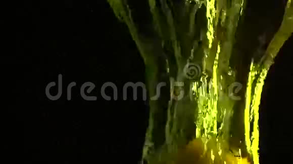 柠檬落入水超级慢动作近距离拍摄黑色背景视频的预览图