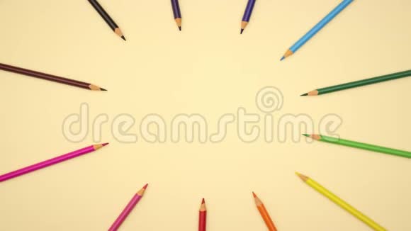 五颜六色的铅笔来来去去视频的预览图