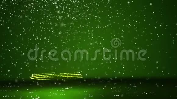 绿色大圣诞树从发光发亮的粒子在左边圣诞节或新年背景下的冬季主题视频的预览图