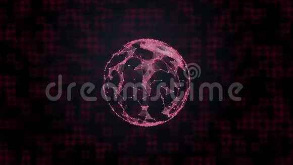 网络威胁概念红色星球受到哈克尔攻击的影响漂浮在方形数字背景上视频的预览图