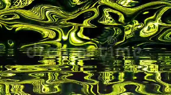 美丽的抽象视频发光明亮的光调节微妙的彩色运动与波浪流动黑色的bac视频的预览图