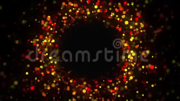 计算机生成的抽象背景彩色圆形粒子的随机流动形成旋涡旋转3D染色视频的预览图