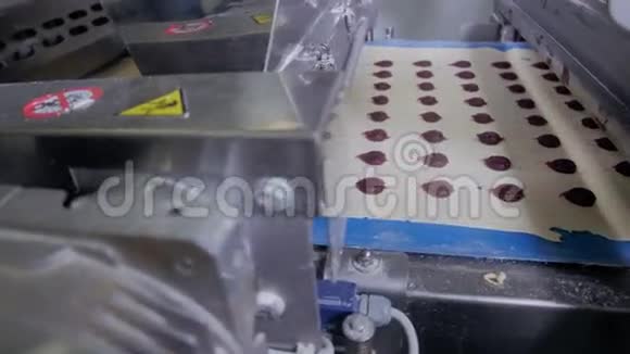 饼干自动化生产线工业输送机有面团和甜馅移动视频的预览图