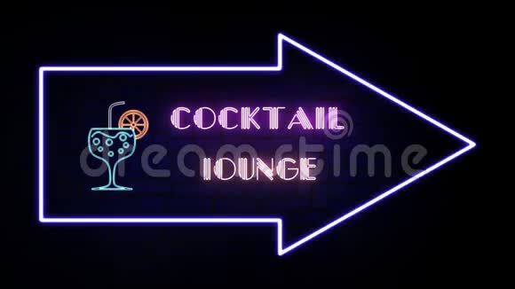 鸡尾酒酒廊霓虹灯标志有墙背景视频的预览图