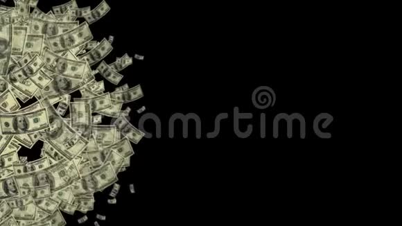 美元爆炸从左侧动画黑色背景矢量运动图形循环视频的预览图