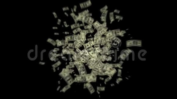 美元爆炸动画黑背景矢量运动图形循环视频的预览图