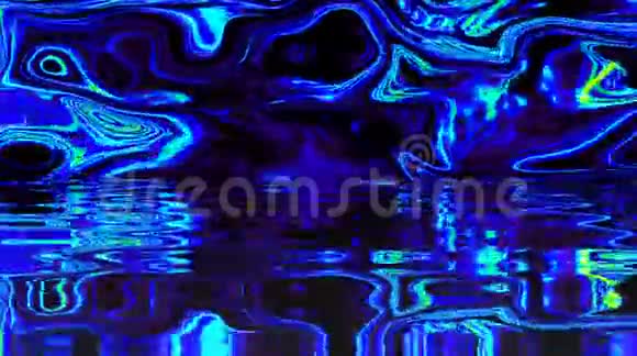 抽象的视频发光明亮的光调节微妙的彩色运动与波浪流动黑色的背景视频的预览图