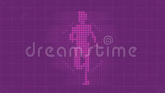 粉色圆点图案跑步者的剪影三维渲染循环动画4K超高清视频的预览图