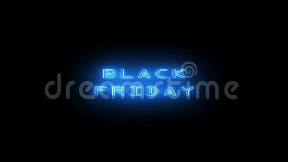 蓝色霓虹灯闪烁标题铭文黑色星期五在黑色背景视频的预览图