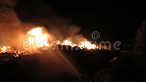 救援队在夜间灭火视频的预览图