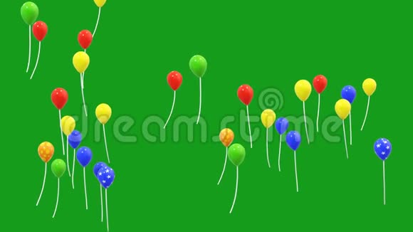 绿色屏幕背景的飞行气球视频的预览图