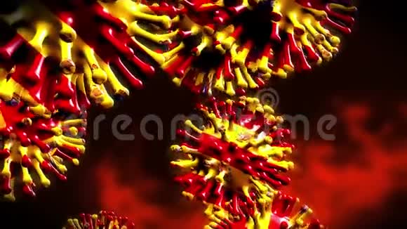 Covid19西班牙冠状病毒传播引起流行病或大流行3D动画视频的预览图
