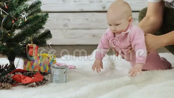 新生儿探索圣诞树视频的预览图