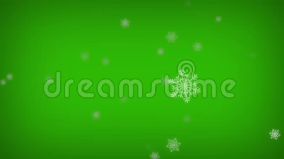 绿色屏幕上飘零的卡通雪视频的预览图