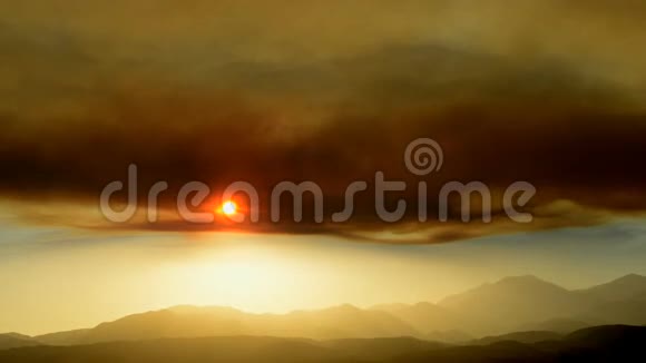 日落时间在山脉上空视频的预览图