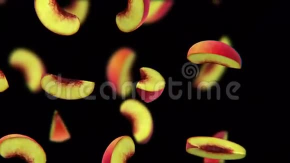 黑色背景下的桃片无缝环CG视频的预览图