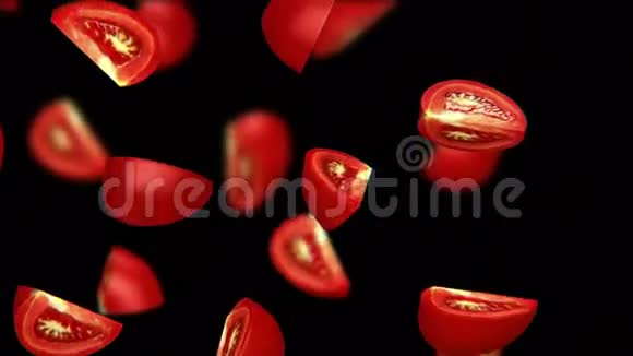 黑色背景下的番茄段无缝环CG视频的预览图