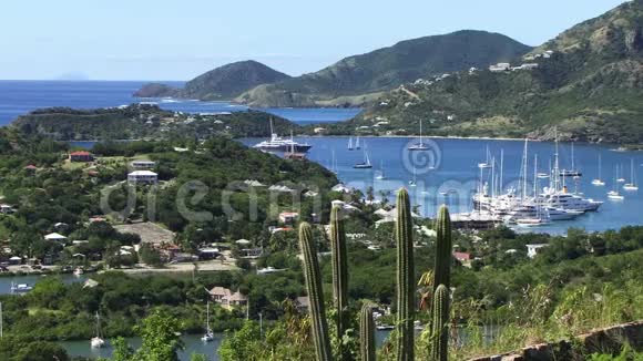 安提瓜加勒比港口鸟瞰图视频的预览图