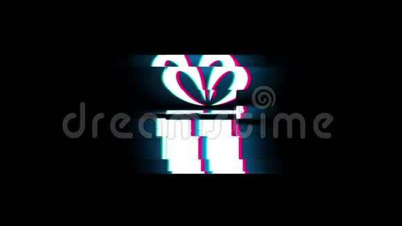 红丝带礼品盒呈现符号的闪烁复古古董动画视频的预览图