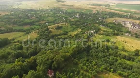 空中观景飞越森林和房屋4k视频的预览图
