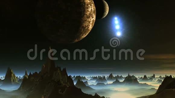 两颗月亮在外星星球上射星视频的预览图