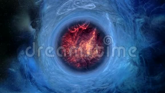 墨流火山熔岩红色火焰蓝色圆圈视频的预览图