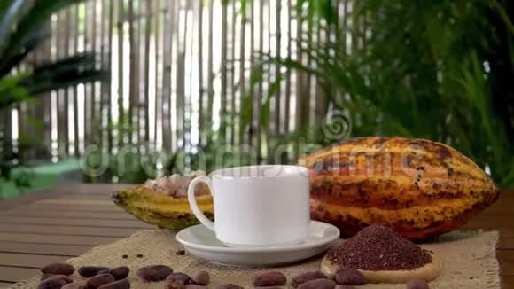 热巧克力饮料生可可水果可可豆可可豆视频的预览图