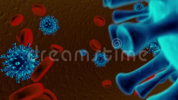 科罗纳病毒微观环境中的短全高清三维动画视频的预览图