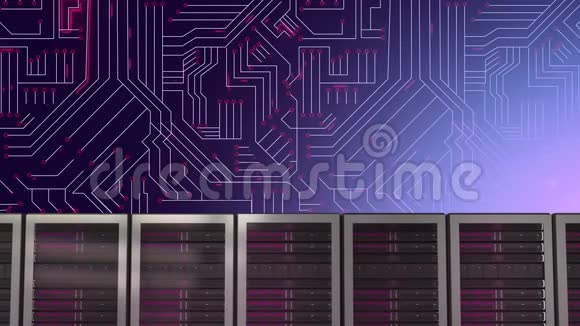紫色背景电路板上的计算机服务器视频的预览图