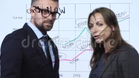 男人和女人讨论在现代玻璃办公室成功的商业策略视频的预览图