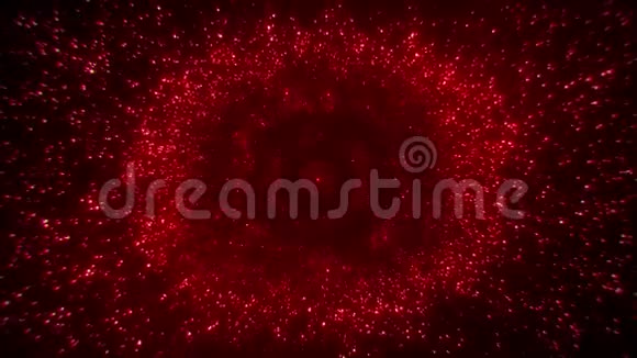 红色的发光粒子环圈圈圈抽象背景视频的预览图