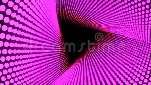 3D插图粉红色的大圆点排列成线它被放在一起直到它是一个三角形的管道它扭曲直到它是它视频的预览图