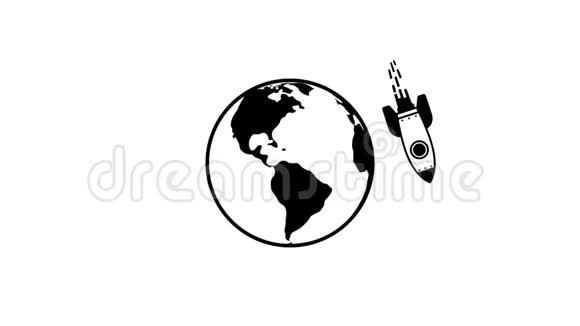 火箭绕地球飞行动画图标视频的预览图