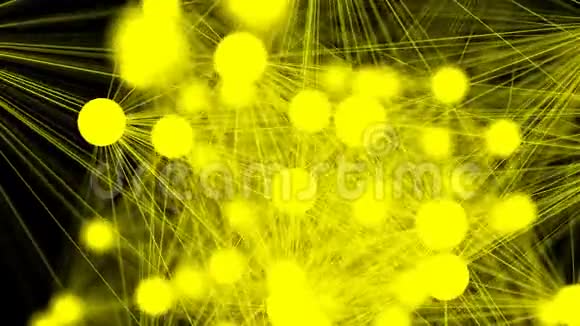 发光的黄色点与射线随机移动循环抽象动画视频的预览图