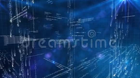 编程代码3d世界内部机器进程蓝色技术背景视频的预览图