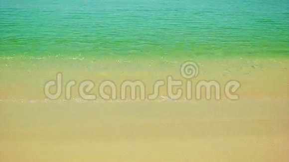 温暖的海水清澈的海水和金色的沙滩视频的预览图