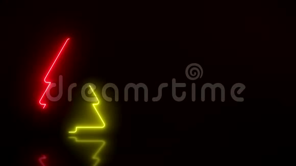 霓虹灯闪烁的视频动画与红色和黄色的信息圣诞快乐视频的预览图
