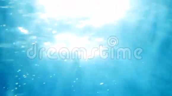 美丽的水下海景自然光线照射在水中水面闪闪发光移动视频的预览图
