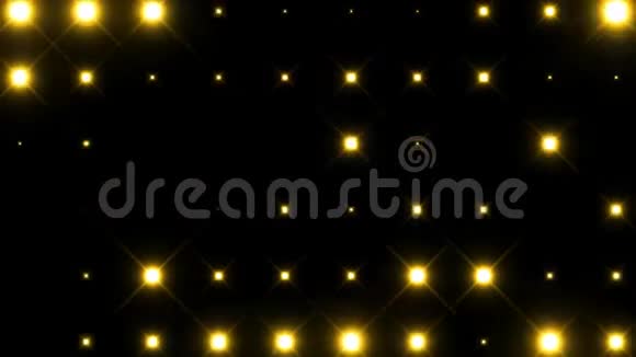 动画迪斯科面板与灯闪烁黄灯在黑色背景视频的预览图