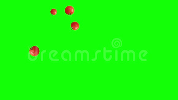 樱桃番茄落在绿色背景上健康概念视频的预览图