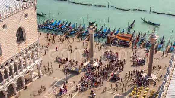 圣马尔科广场宫殿杜斯湾4k时间间隔意大利威尼斯视频的预览图
