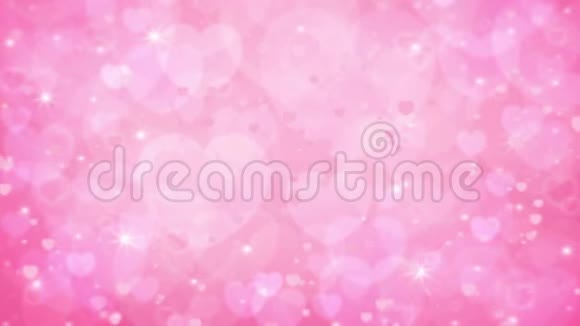 美丽的心的运动爱在粉红色的背景下情人节的背景视频的预览图