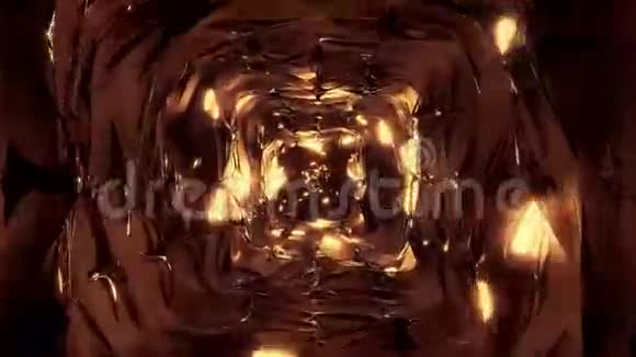 无尽的抽象幻想精灵隧道走廊与发光灯和反射金属控制三维插图运动视频的预览图