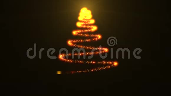 闪烁的圣诞树在黑色背景上旋转雪花圣诞节主题背景视频的预览图